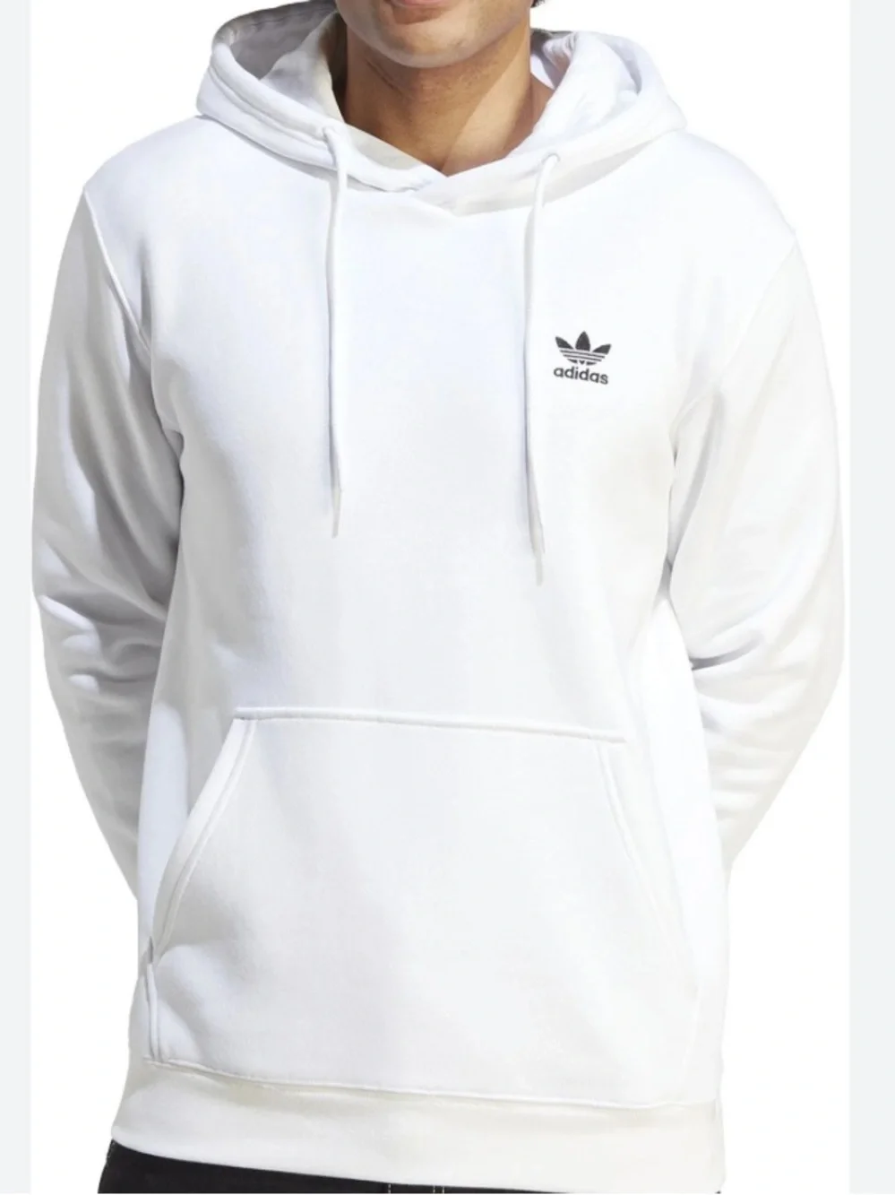 adidas White Hoodie with Small Trefoil Logo